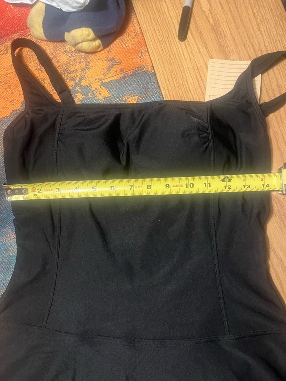 Black One-Piece Swimdress with Skirt - Picture 3 of 4